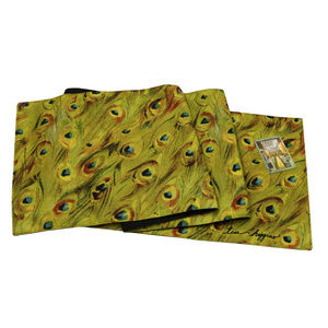 NWT Peacock Dyed Eye Feathers Design Table Runner
